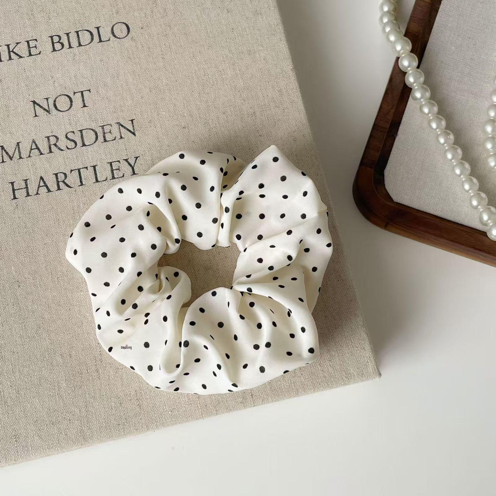 Elegant Polka Dot Scrunchie Scarf Hair Tie - Japanese Korean Style