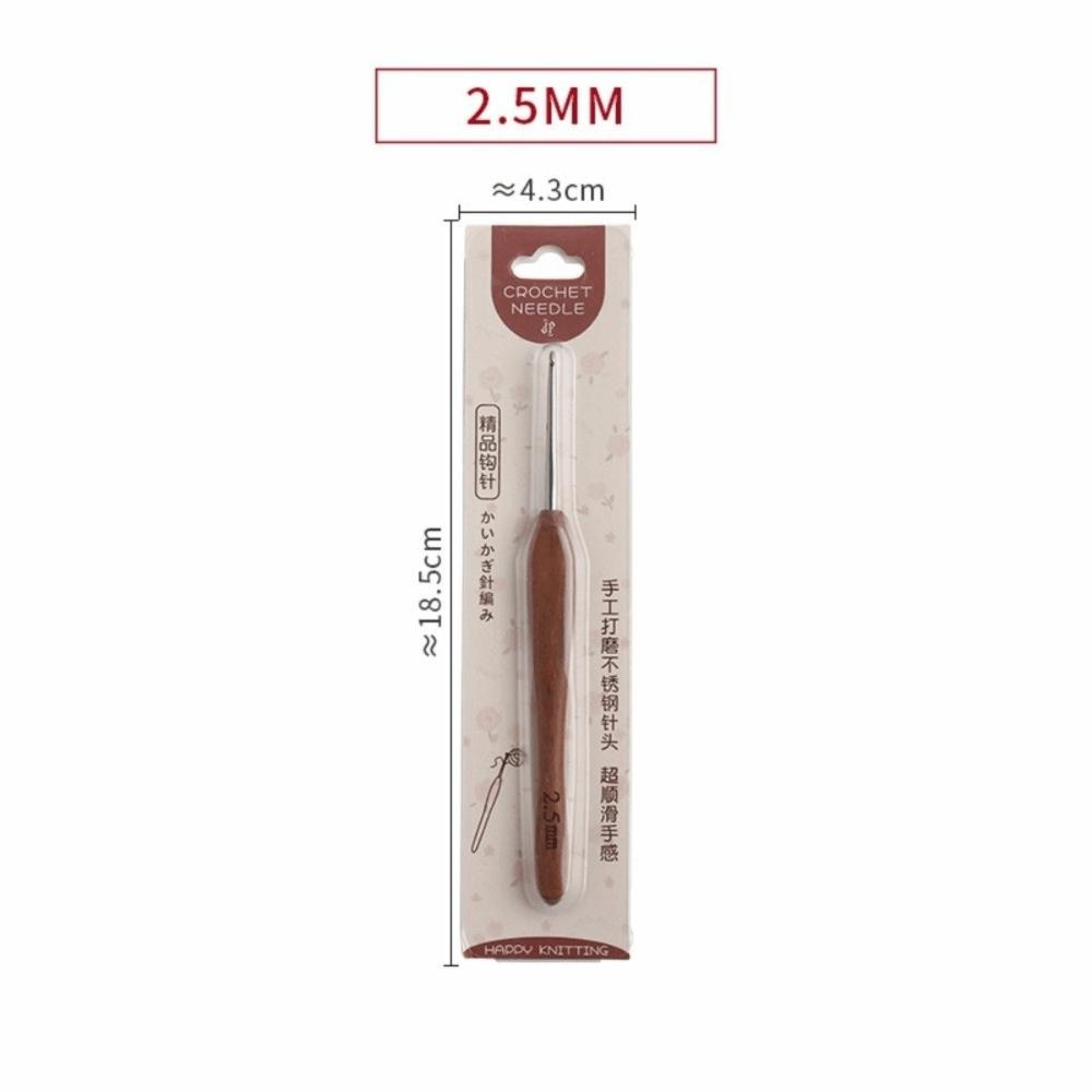 Sandalwood Handle Crochet Hook Handmade Crafts Stainless Steel Crochet Hook  Doll Weaving Tool
