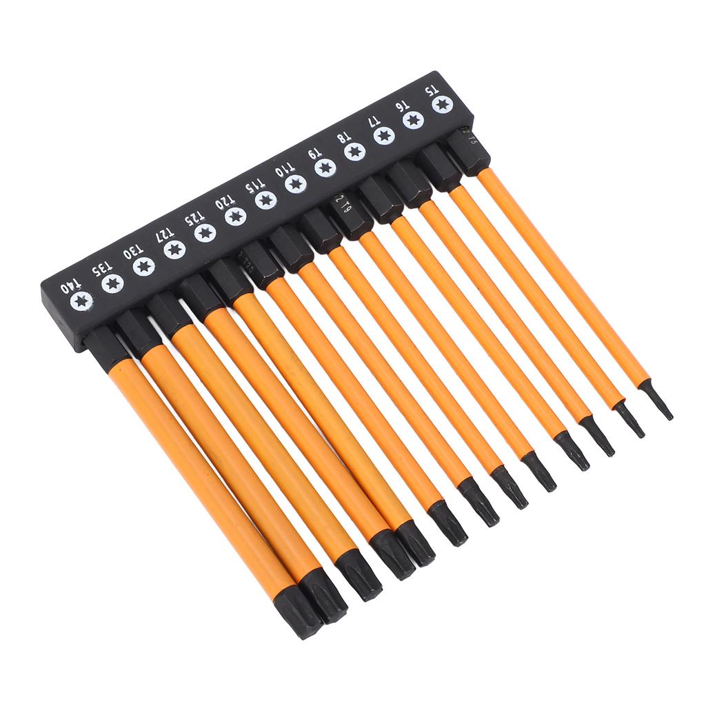 13 Pcs Star Screwdriver Bit Set 100mm T5-T40 1/4 Inch Hex Shank S2 Alloy Steel Star Bits with Storag