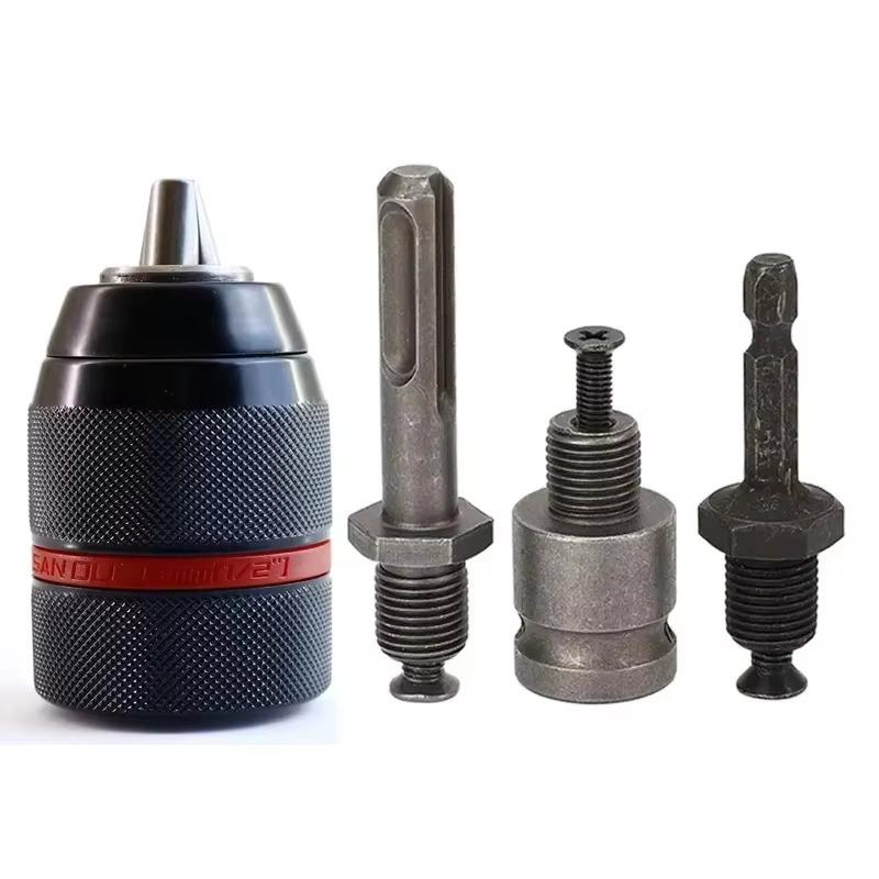 4Pcs Heavy Duty Metal Drill Chuck Adapter Set With Universal Adapters Fits Multiple Power Tools For Diy Woodworking Projects