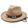 Sombrero de Vaquero Unisex de Ante Sintético Ala Ancha Sombrero de Sol Occidental con Banda de Cuero con Cuentas