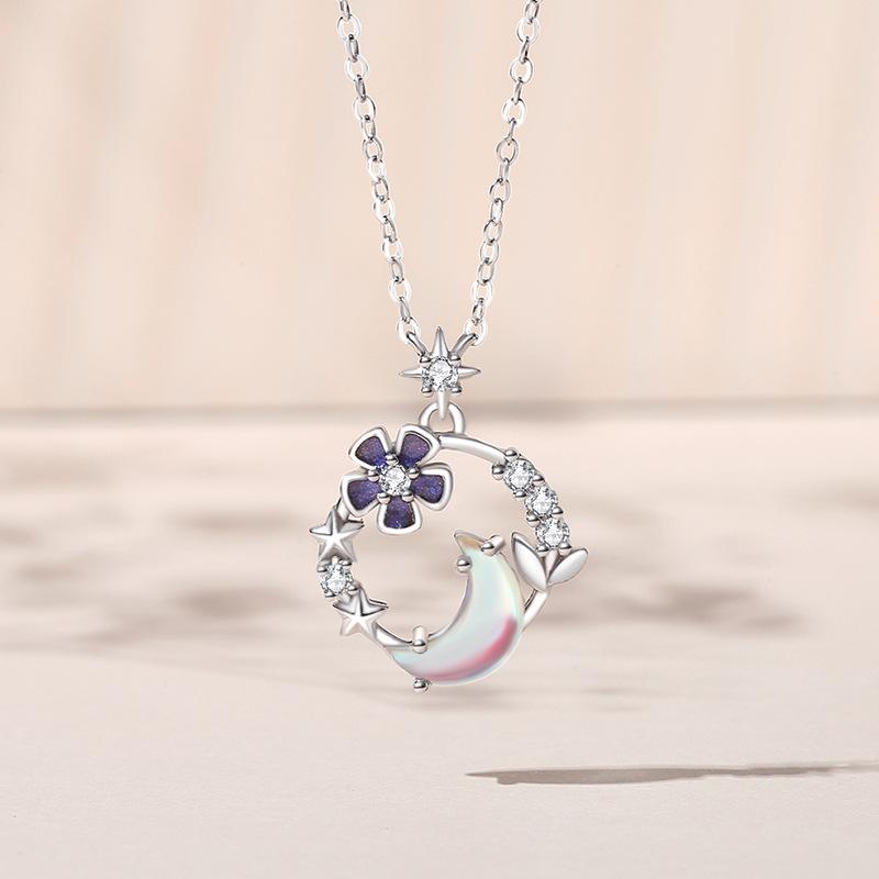 Tancise 925 Sterling Silver Classic Women Necklace Pendant Zircon Fashion Gift