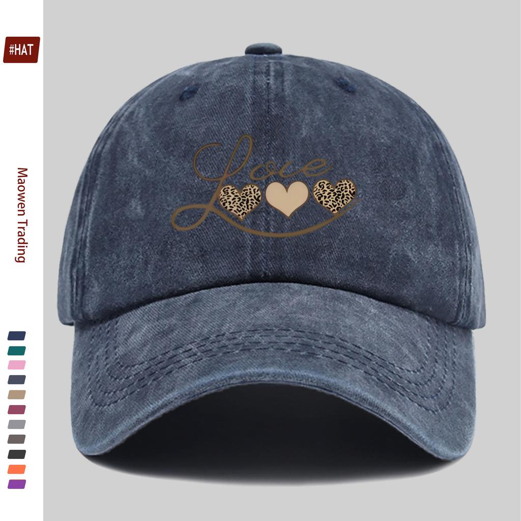 Pc Pcs Leopard Print LOVE Lettering Trucker Cap Adjustable Buckle Strap Lightweight Baseball Hat Suitable for Men Women