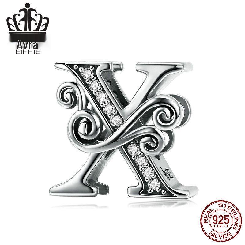 Avle 925 Sterling Silver English Letter Beaded Bracelet Beads