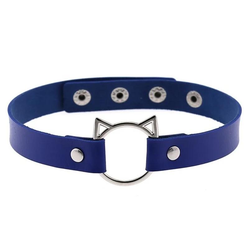 Gothic PU Leather Lock Hollow Cat Spike Rivet Collar Studded Punk Choker Necklace for Women Chocker Goth Jewelry