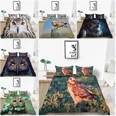Ensemble de literie pour la maison, motif hibou, housse de couette, taie d'oreiller, taille européenne, simple/Double, décoration de la maison