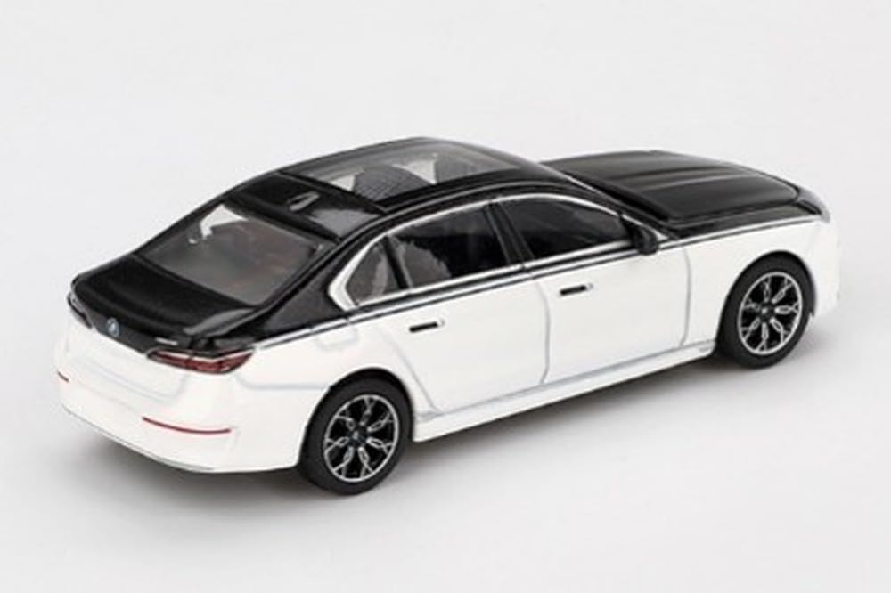 MINI GT Scale BMW I7 xDrive60 Alpine Sapphire Finished Model 1/64 White/Black (Left-Hand Drive) MGT00959-BL