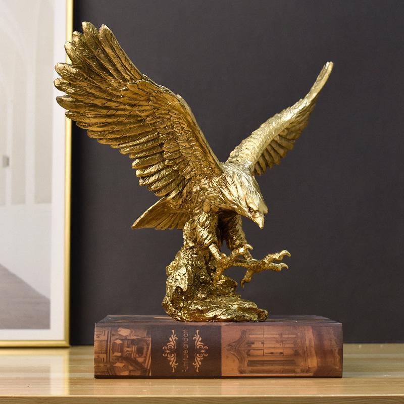 American Grand Exhibition Eagle Resin Figurine - Majestic Male Eagle Decor for Home, Office, or Wine Cabinet.