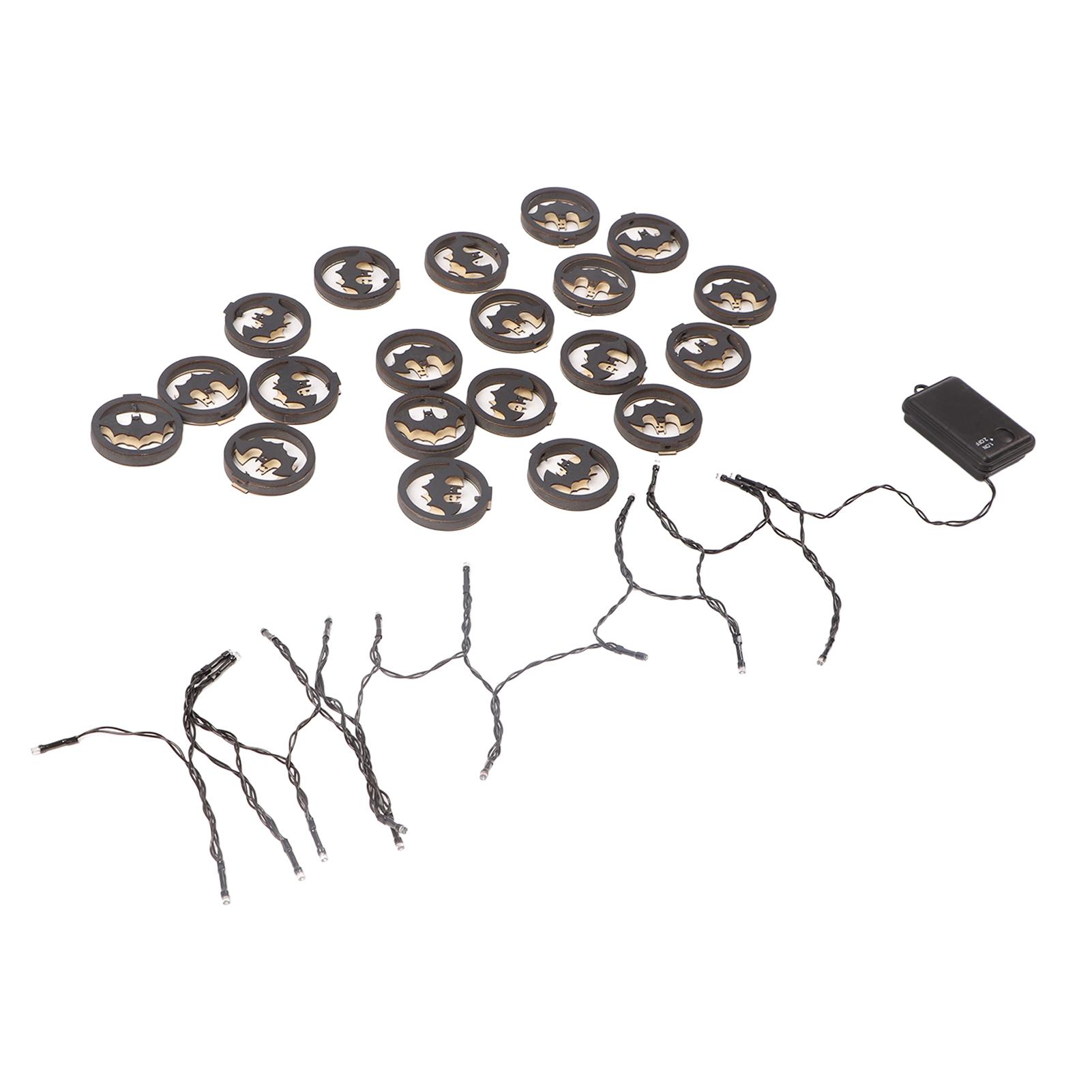 Halloween String Lights IP65 Waterproof 3D Wooden Halloween Decoration LED String Lights with 20 Bat Lights for Party