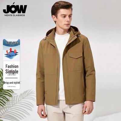 JOW Men's Wrinkle-Resistant Hooded Multi-Pocket Jacket