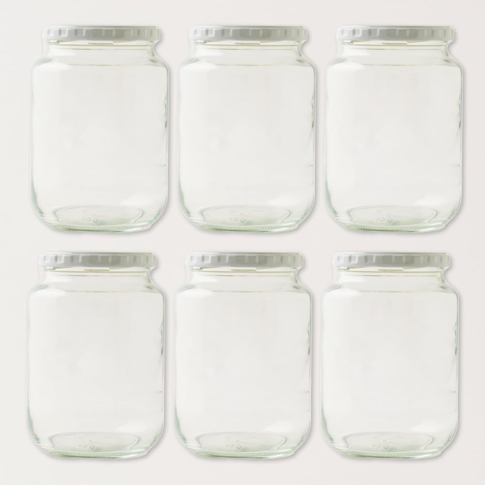 

Jam jar 820ml set of 6 (white lid) [Jam 1KG-DT]