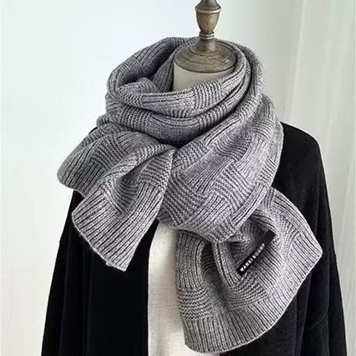 Autumn and winter Korean version of couple's warm plaid double-sided imitation cashmere scarf super long knitted thickened student scarf women