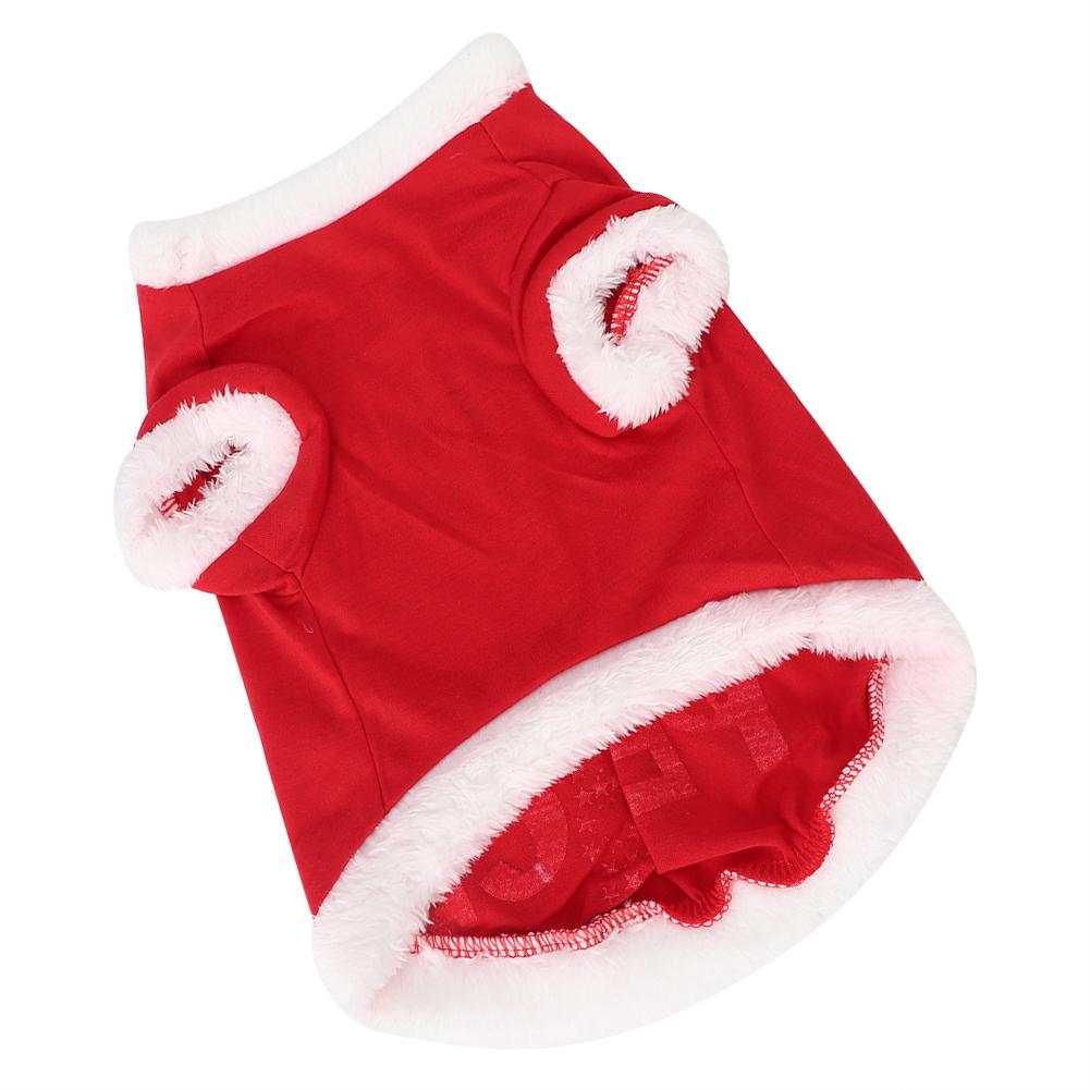 Red Plush LOVE Pattern Costume Pet Christmas Dress Holiday Party Clothing Clothes for Dogs Cats