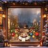 Christmas Glass Clings Cute Highland Cow Static Window Sticker PVC Waterproof Cling for Holiday Reusable Decals Home Decoration Removable