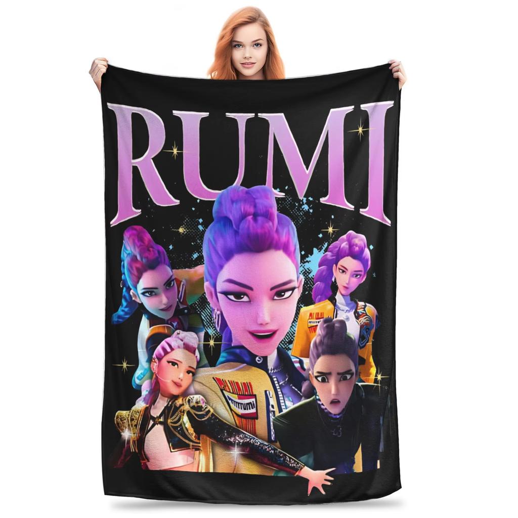 Anime Demon Hunters Fleece Blanket Portable Travel Throw Soft Warm For Bedspread Airplane Sofa