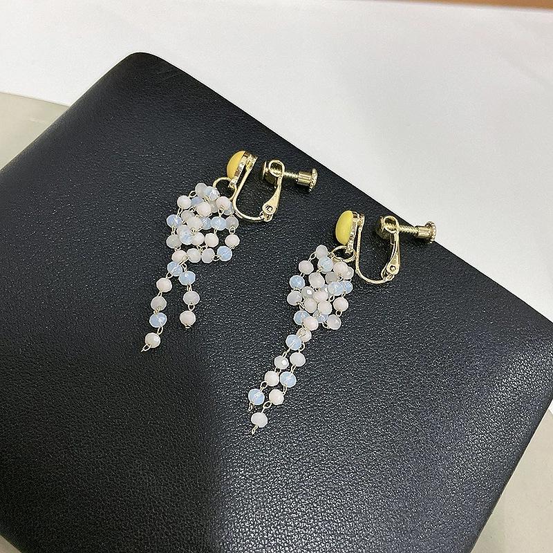 

Korean Minimalist Tassel Silver Earrings & Ginkgo Leaf Necklace Set