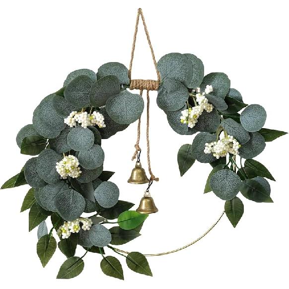 Eucalyptus Wreath for Front Door Artificial Eucalyptus Wreath Olive Fruit and Blueberry with Green Leaf Spring Summer All Season Wreath for Farmhouse Style 1