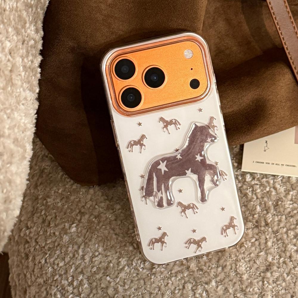 Star Pony Is Suitable for Apple 17promax Mobile Phone Case Iphone16 Hard 12 Premium Brown 14 National Style 11 Stereo