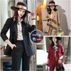 Women's Double-breasted Khaki Suit Set