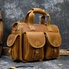 Top Grade Quality Laptop Briefcase Crazy Horse Genuine Leather Laptop Bags Notebook PC Shoulder Bag For Business Man Vintage