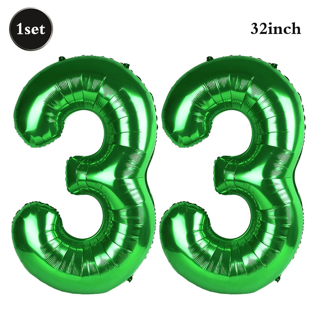 32 Inch Green Number Foil Balloons 0-9 Jungle Safari Theme Soccer Party Decor Kid Boy 1st Birthday Dinosaur Baby Shower Supplies