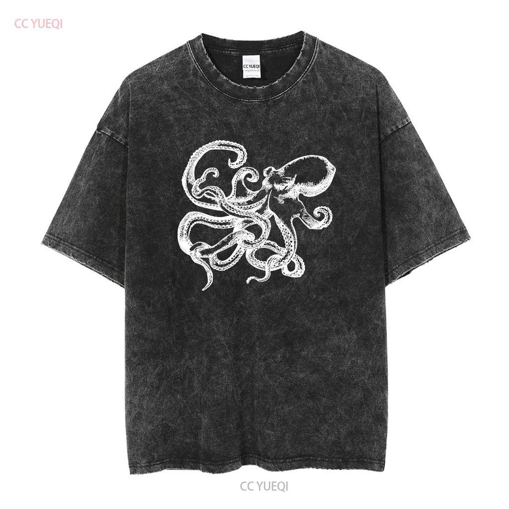 Octopus Ink Drawing Kraken T Shirt Various Sizes Colours Vintage Washed Graphic Casual Slightly Fashion Homme Designer Clothes