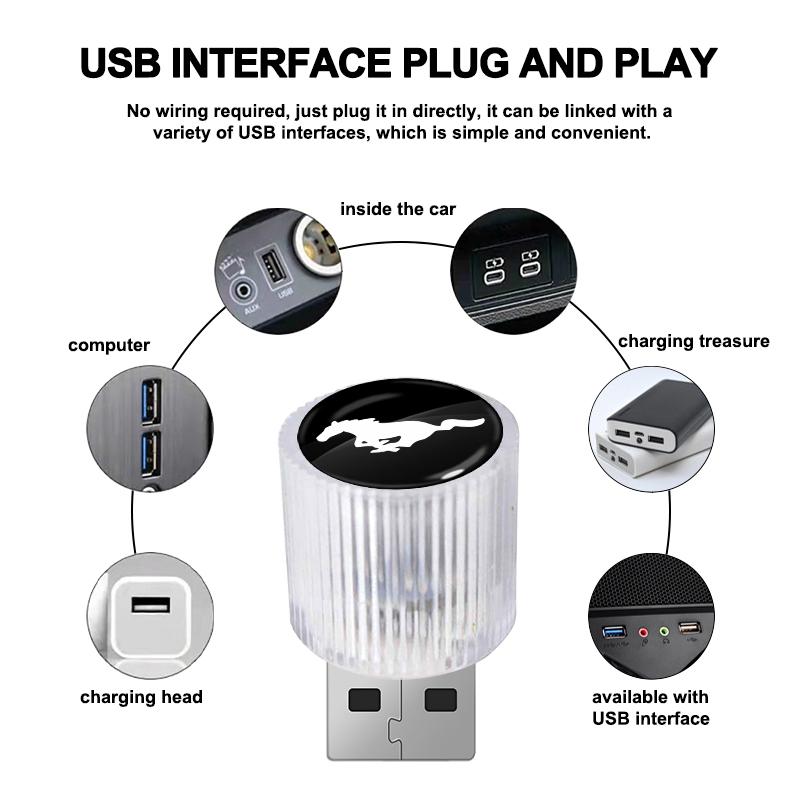 USB LED Car Light Auto Interior Atmosphere Light Car Accessories For Ford Mustang F10 Zapatillas Miniatura Gt Shelby 2005 2015 Mujer 2012 Kuga