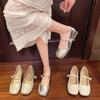 Versatile Single Shoes Light Mouth Silver Small Leather Shoes Doudou Shoes Women's 2025 Spring and Summer New French Retro Mary Jane Shoes