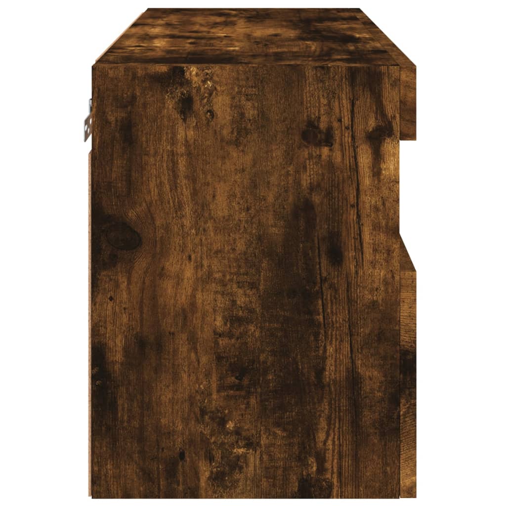 Wall Mounted TV Cabinet with RGB LED Lights Smoked Oak Finish 60 x 30 x 40 cm
