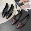 Woman Flat Shoes Fashion Pointed Toe Elegant Butterfly Knot Casual Comfort Soft Slip on Shoes Spring New Simple Versatile Flats