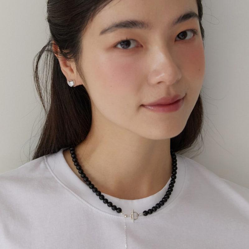 Tatiana (925 Silver) Star Toggle 6mm Onyx Necklace NZ2104