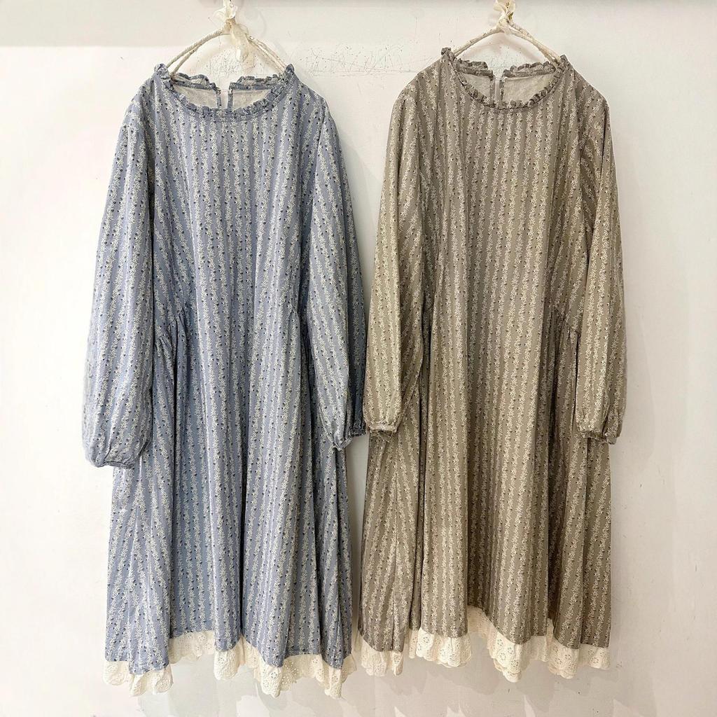 Spring Floral Forest Style Plus Size Lace Patchwork Linen Midi Dress