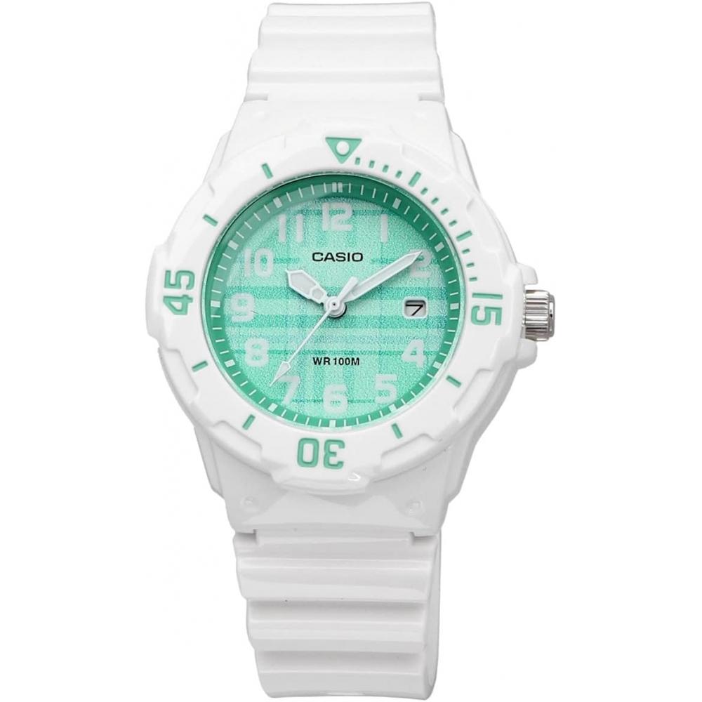 CaSio Women S Analog Watch gloSS White   Green Check Lrw 200h 3cv