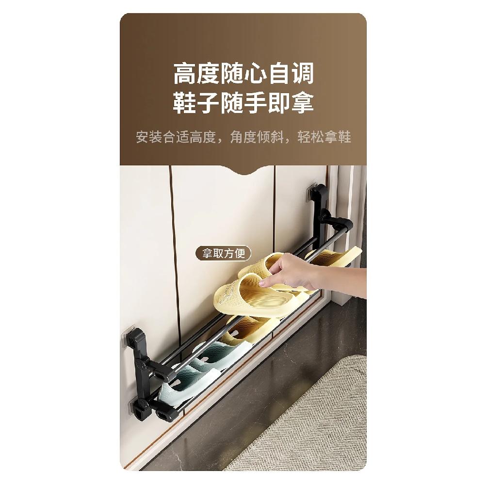 Door Shoe Rack Multifunctional Slipper Rack Wall-mounted Bathroom Foldable Shoe Rack No Punching Toilet Shoe Storage