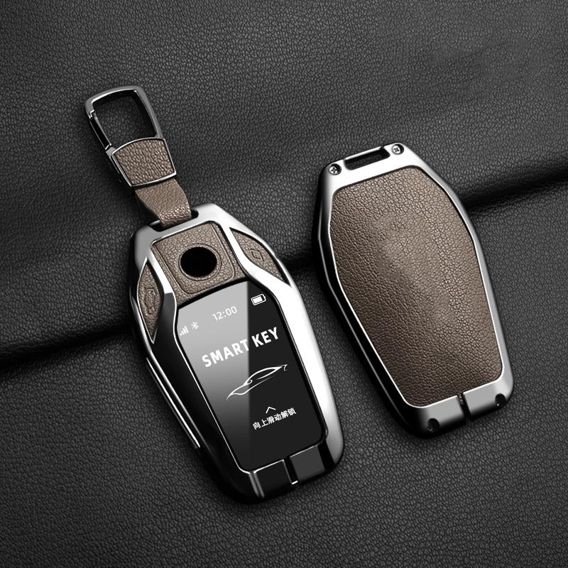 New Auto Alloy Sheepskin Car Key Case For BMW 7 Series 730 740 535L E6 Series X3 X 5 X7 LED Smart Remote Control Auto Keychain