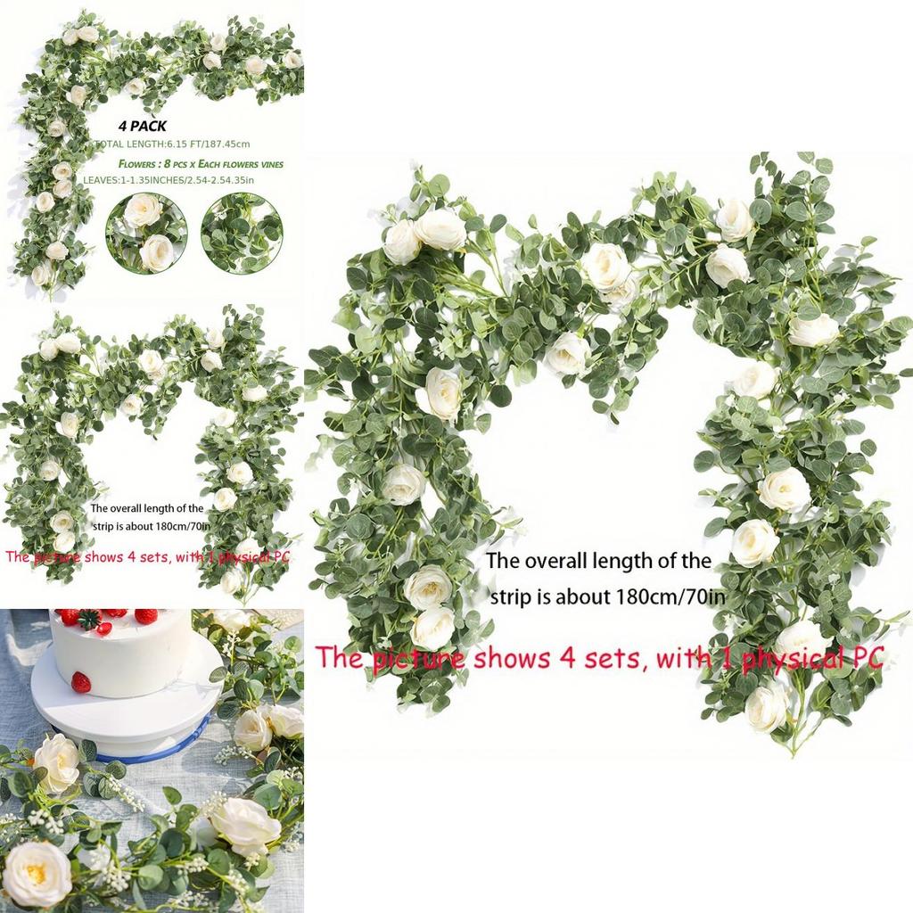 Artificial Rose And Vine Wall Hanging Wedding Decor With Plastic Material For Event Decoration