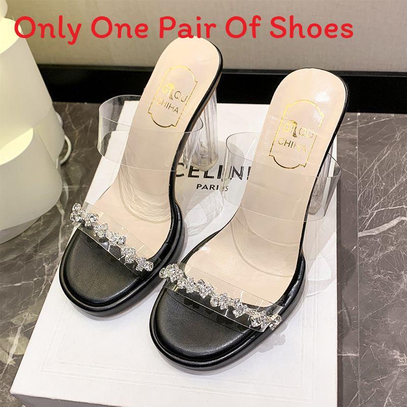 Transparent Platform Slide Sandals With Crystals For Women Spring