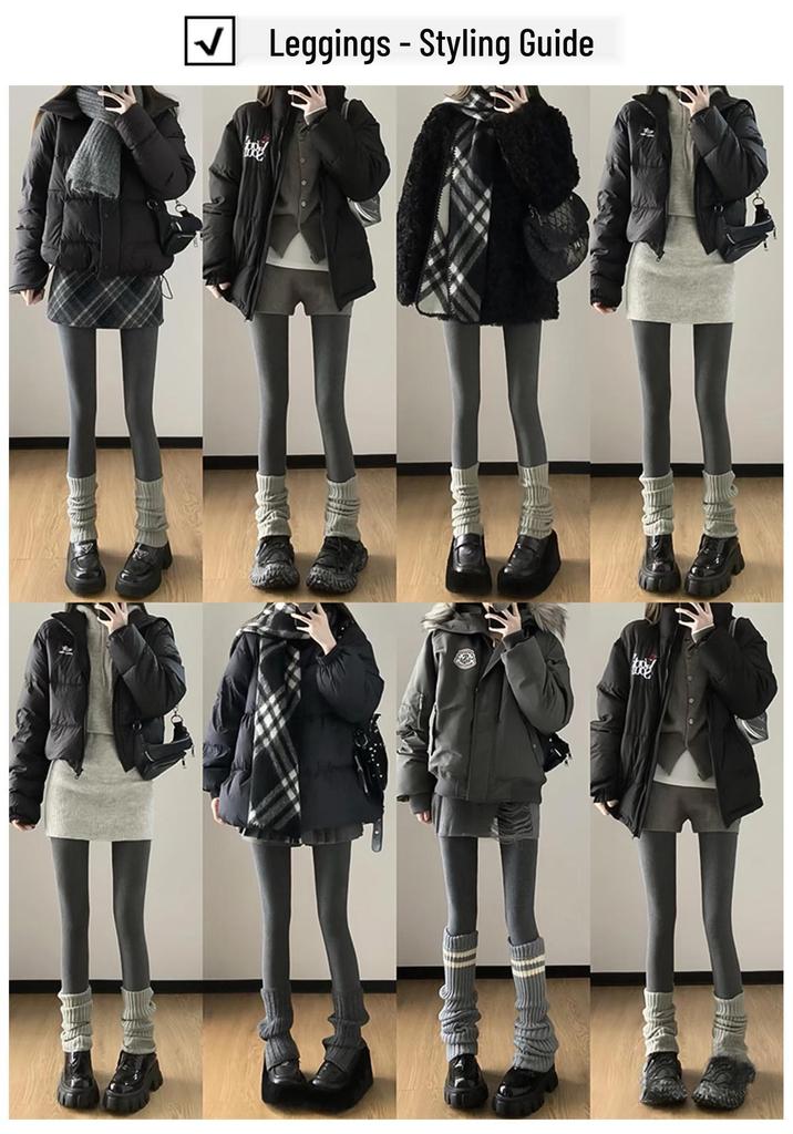 Women's Thickened Dark Gray Leggings, Plus Velvet, Extra Warm, Autumn/Winter Outerwear with Lambswool