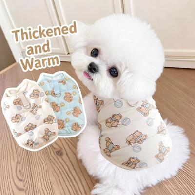 Mignon Ours Animal Domestique Chien Vêtements Épais avec Veste Chaude Chiots Vêtements Gilet Chats Vêtements Hiver Chaud Ours en Peluche Manteau Fournitures pour Animaux
