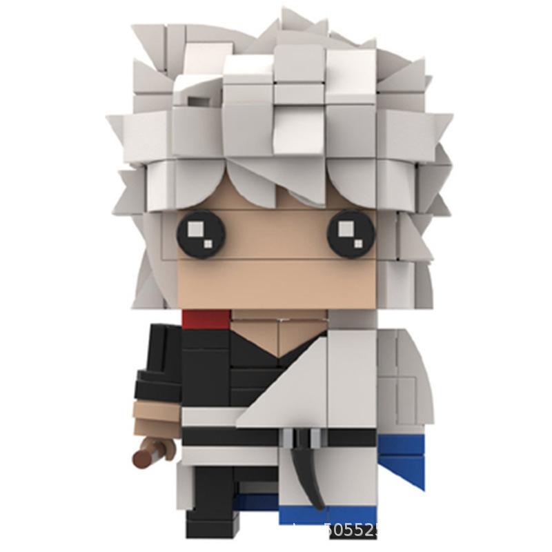MOC Building Blocks Gintama Brickhead Zai Sakata Gintoki Boy Minifigure Brick Model Toy