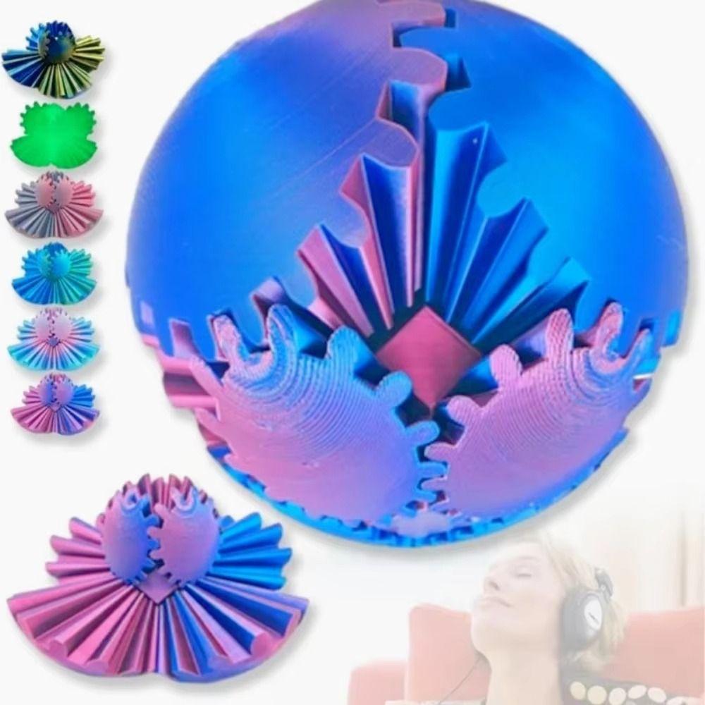 Sturdy Crafted Material Gear Ball 3D Printed Spin Ball Anxiety Relax Activity  Study Break
