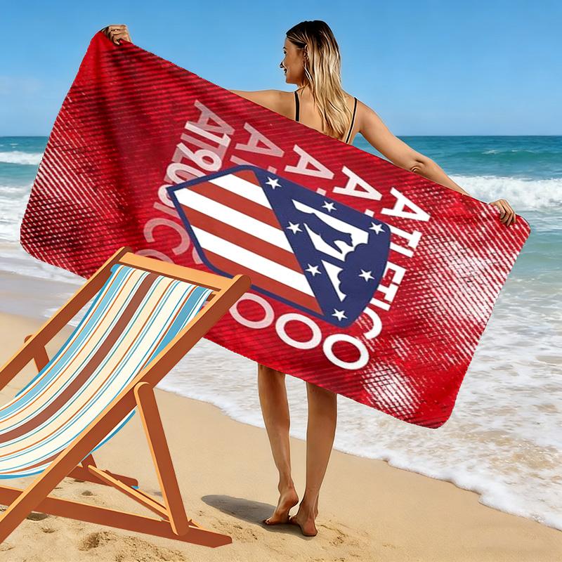 Atletico Madrid Logo Print Beach Towel, Large Soft Quick Dry Towel for Beach Camping Swimming