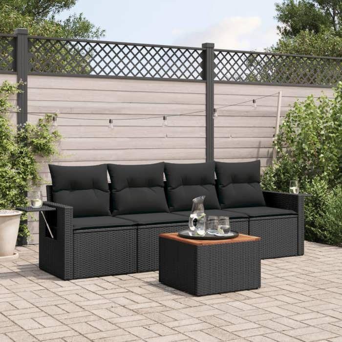 VidaXL Garden Lounge Set with Cushions 5 Pcs, Patio Sofas, Patio Furniture Set, Outdoor Furniture, Black 3224438