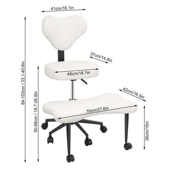 Yoga Meditation Chair with Back Support, Adjustable Cross-Legged Office Chair with Wheels