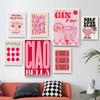 Vintage Pink Cartoon Print Canvas Posters Wall Art Poster Home Decor Canvas Print Painting  Living Room Bedroom Decor Unframed