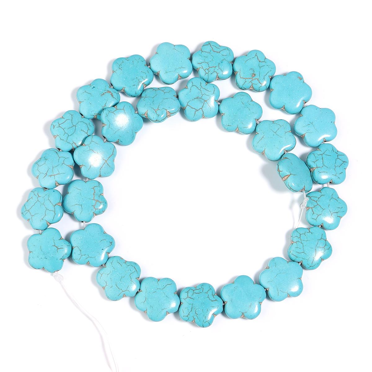 

1 Strand Flat Petal Shaped Blue/White Turquoises Natural Stone Beads Loose Spacer Beads For Jewelry Making DIY Bracelet Necklace 15mm 25pcs