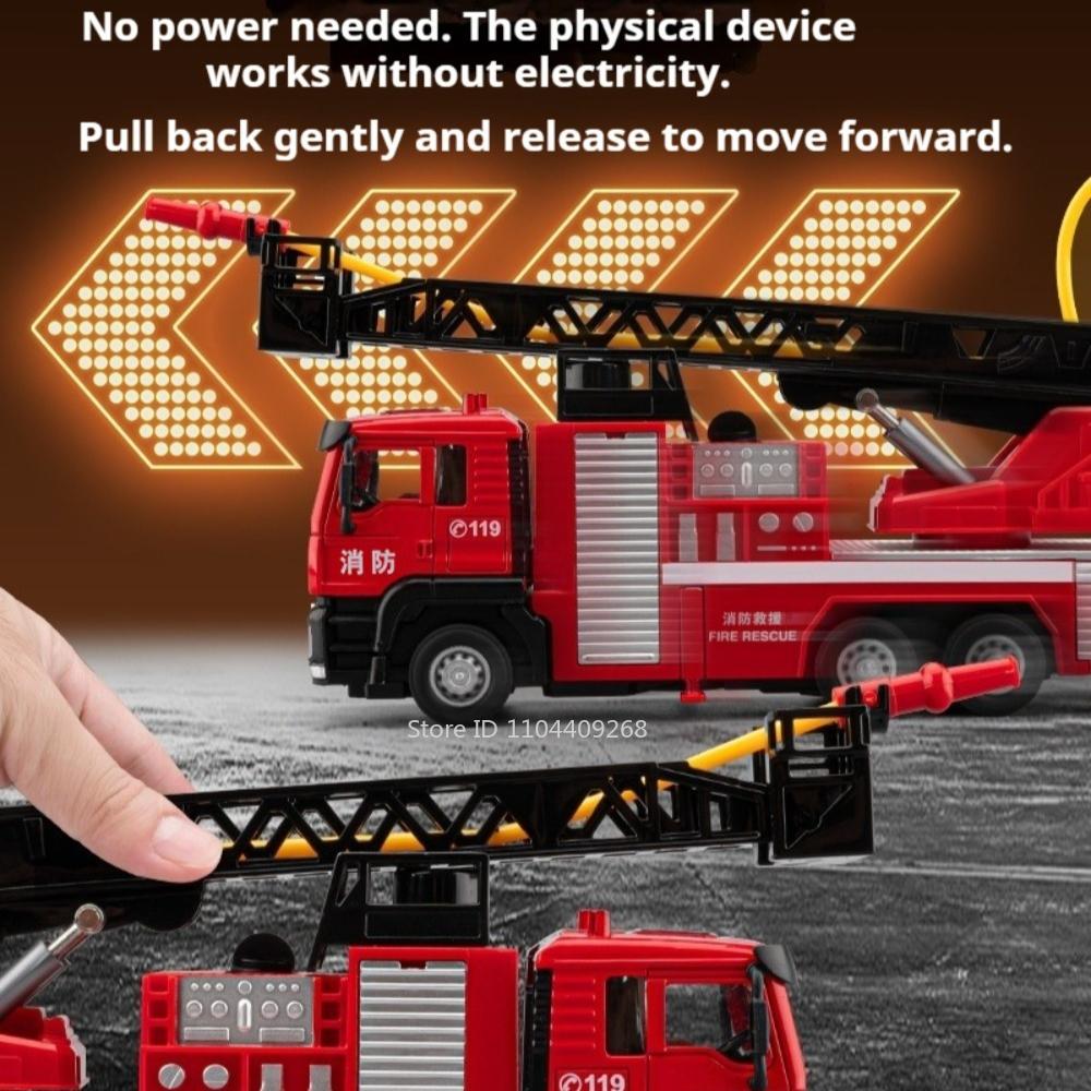 1:50 Alloy Water Tank Fire Truck Model Car Toy Multiple Movable Locations Water Spray Engineering Vehicle Music Light Presents