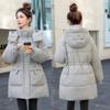 Padded Clothes Women's Winter New Wind Hooded Loose Waist Bread Clothes Medium and Long Padded Jacket Padded Jacket