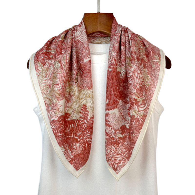 Deštný prales Fubao Oboustranný šátek z morušového hedvábí a vlny - Čtvercový šál Podzim/Zima