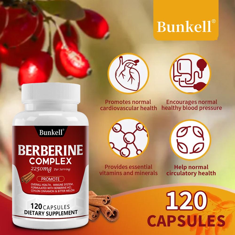 Bunkell Berberine Complex Dietary Supplement, 2250mg, 120 Capsules